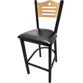 shoreline wood back barstool with black frame