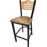 shoreline wood back barstool with black frame