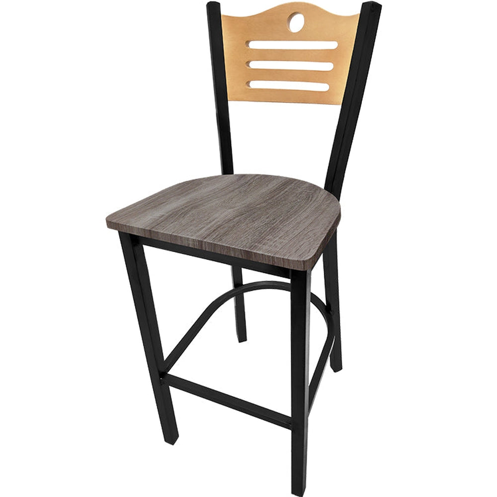 shoreline wood back barstool with black frame