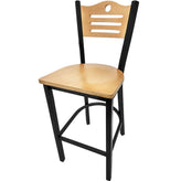 shoreline wood back barstool with black frame