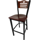 shoreline wood back barstool with black frame