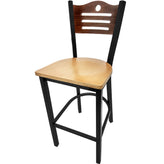 shoreline wood back barstool with black frame