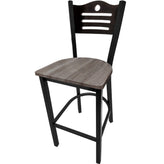 shoreline wood back barstool with black frame