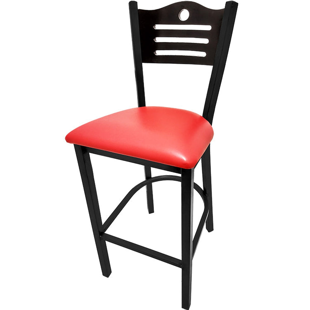 shoreline wood back barstool with black frame