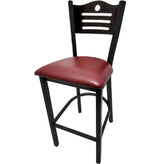 shoreline wood back barstool with black frame