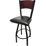 plain wood back barstool with black swivel frame