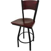 plain wood back barstool with black swivel frame