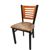 5 line wood back chair with black frame