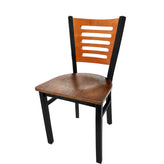 5 line wood back chair with black frame