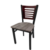 5 line wood back chair with black frame