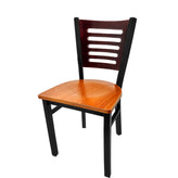 5 line wood back chair with black frame