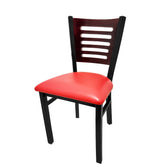 5 line wood back chair with black frame