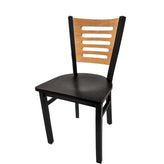 5 line wood back chair with black frame