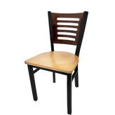 5 line wood back chair with black frame