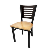 5 line wood back chair with black frame