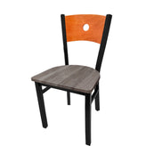 bullseye wood back chair with black frame