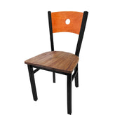 bullseye wood back chair with black frame