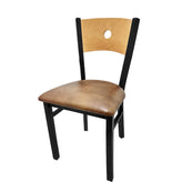 bullseye wood back chair with black frame