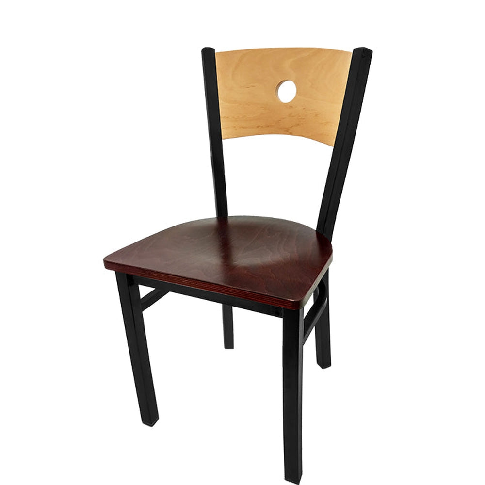 bullseye wood back chair with black frame