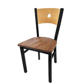 bullseye wood back chair with black frame