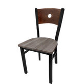 bullseye wood back chair with black frame