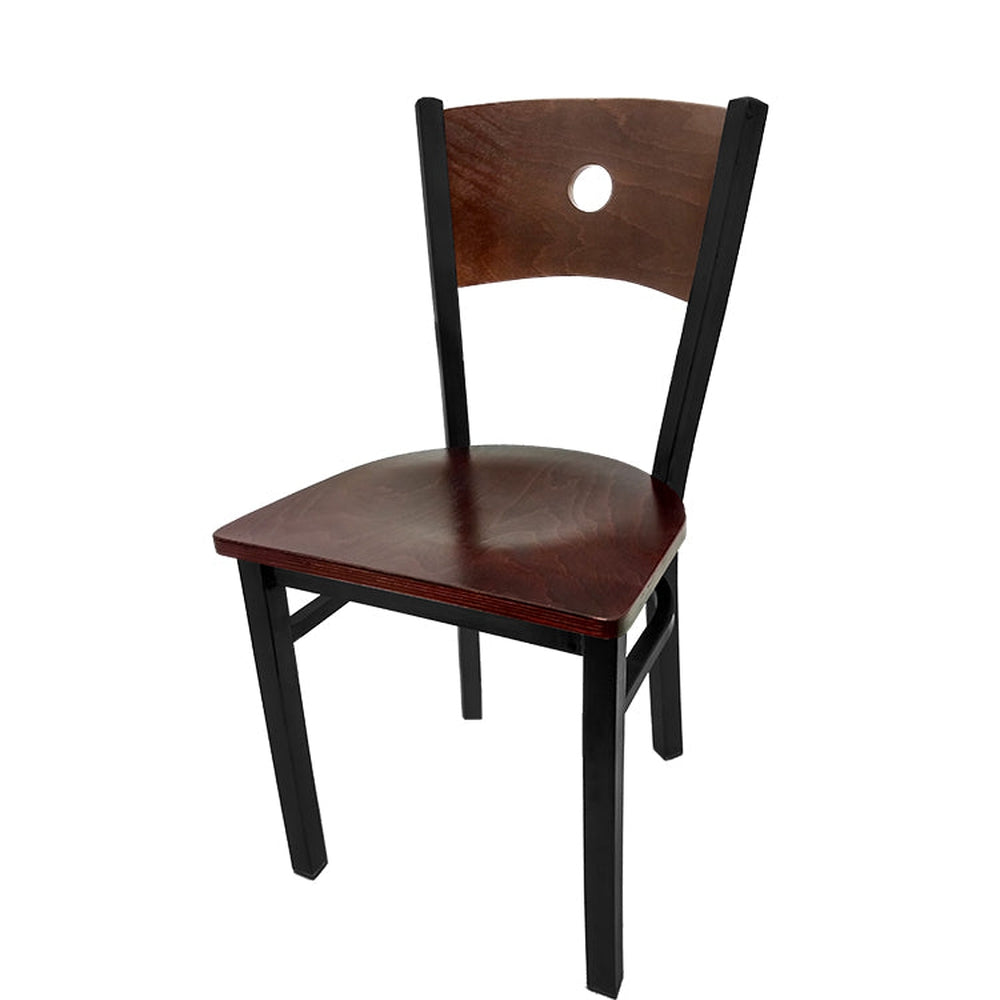 bullseye wood back chair with black frame