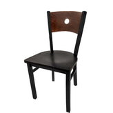 bullseye wood back chair with black frame