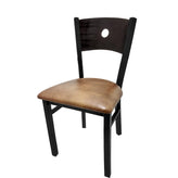 bullseye wood back chair with black frame