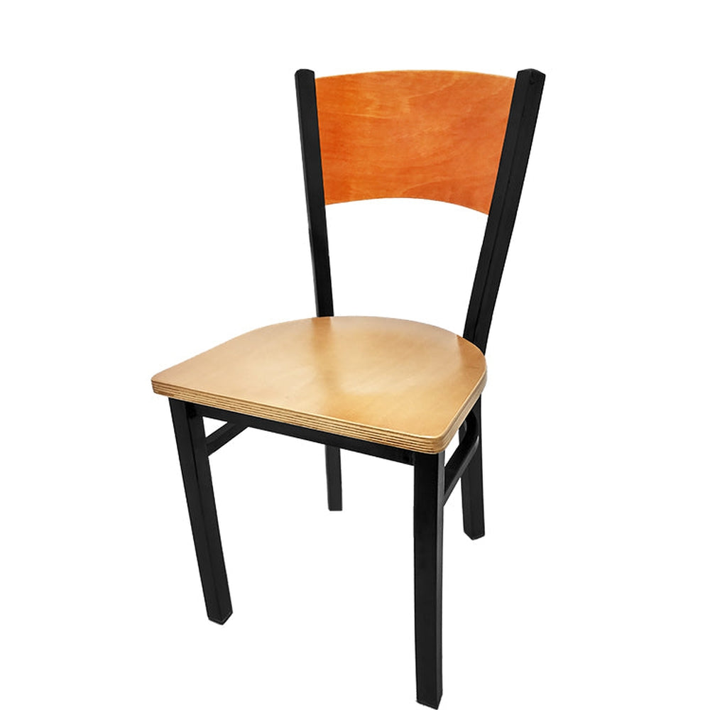 plain wood back chair with black frame