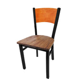 plain wood back chair with black frame