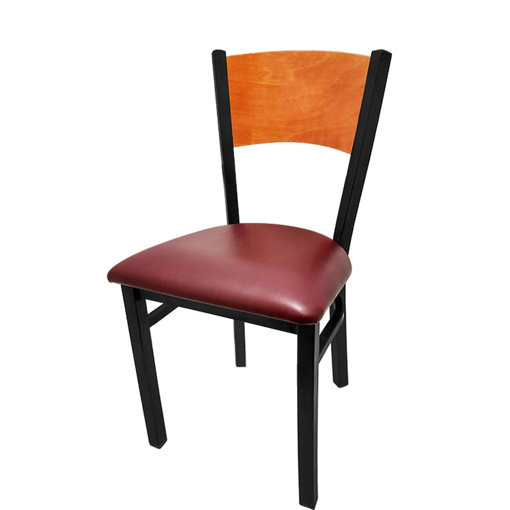 plain wood back chair with black frame