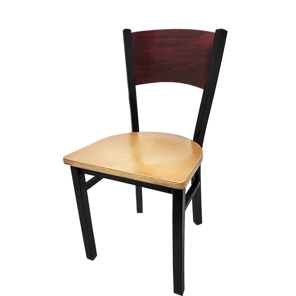 plain wood back chair with black frame