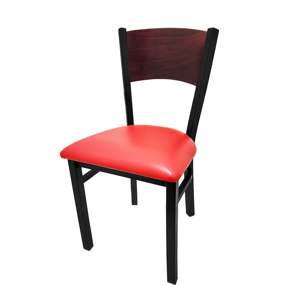 plain wood back chair with black frame