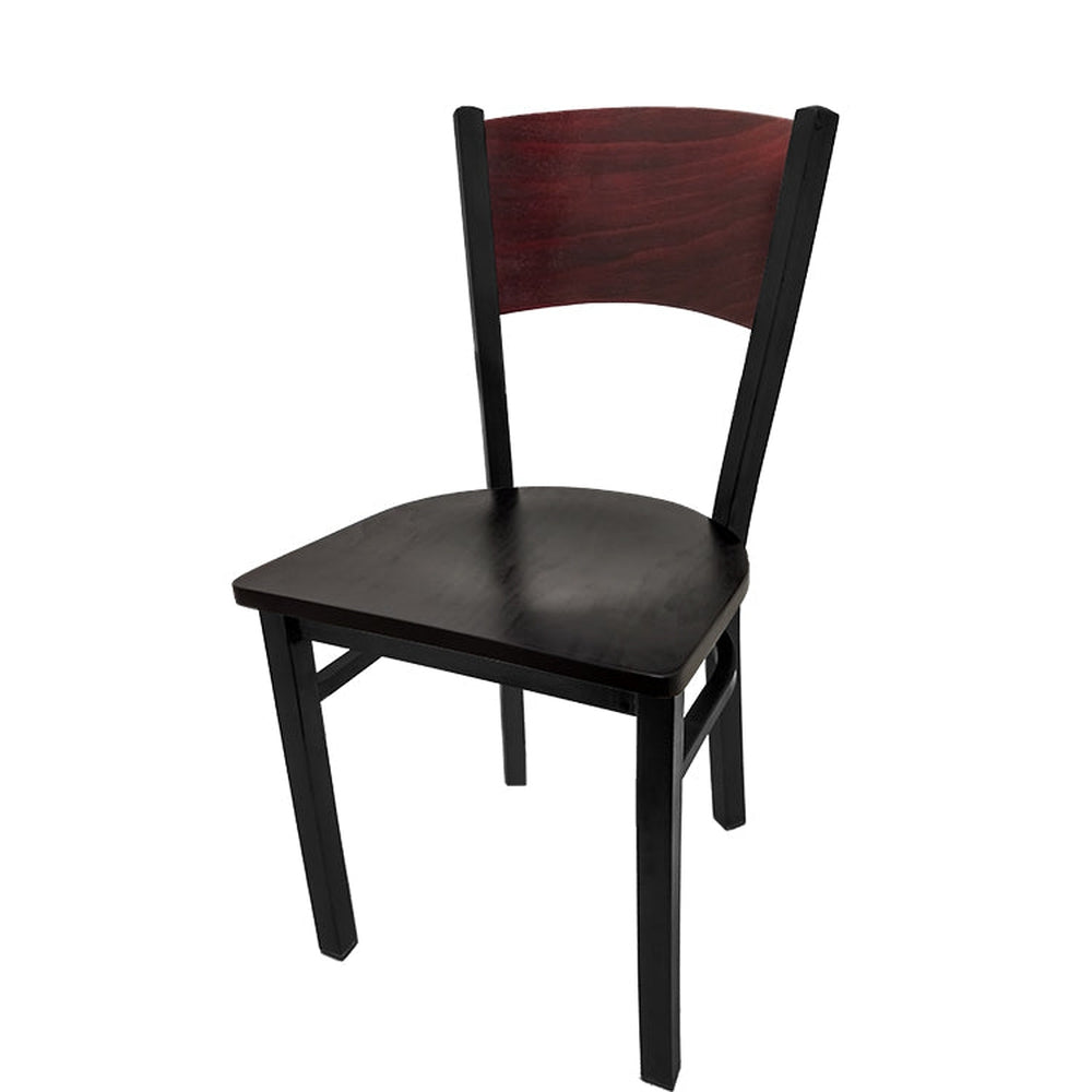 plain wood back chair with black frame