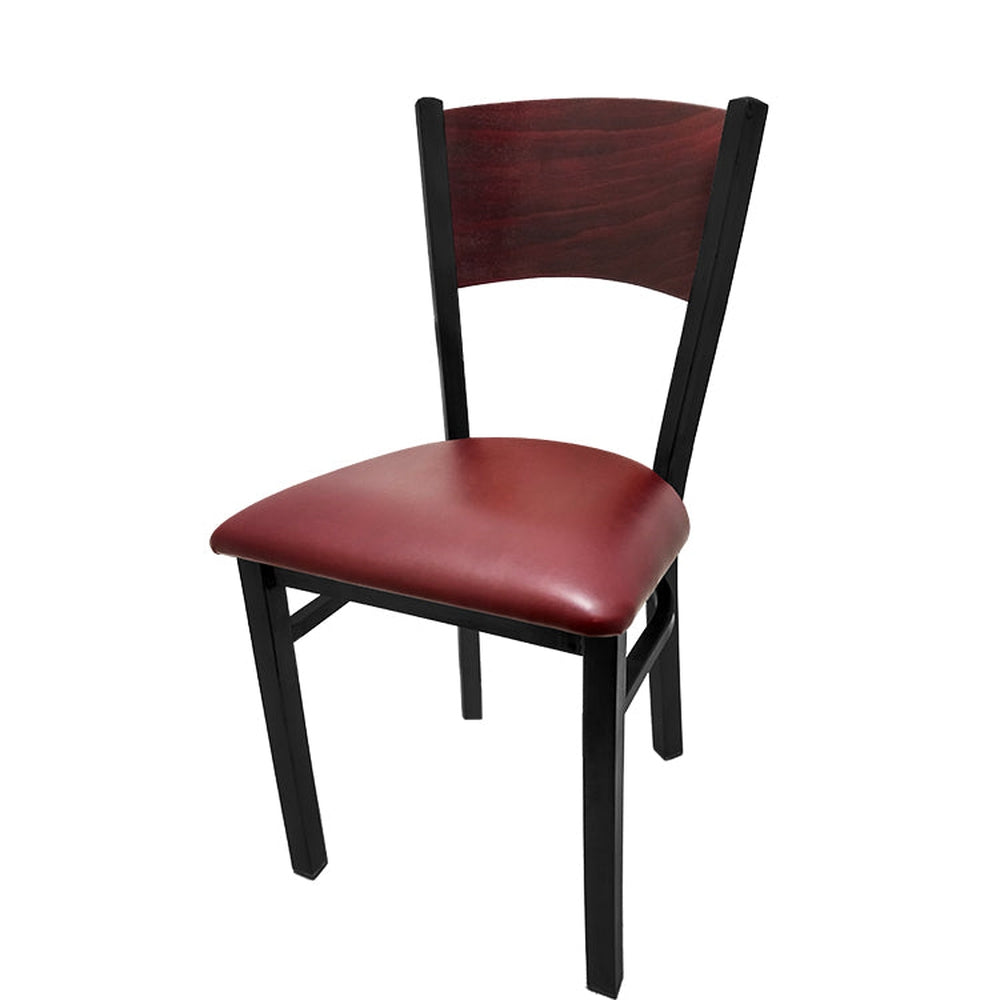 plain wood back chair with black frame