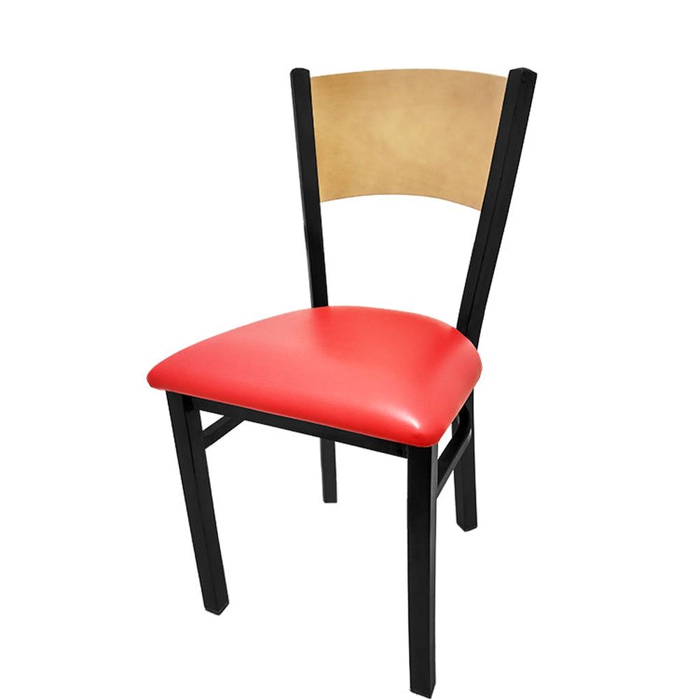 plain wood back chair with black frame