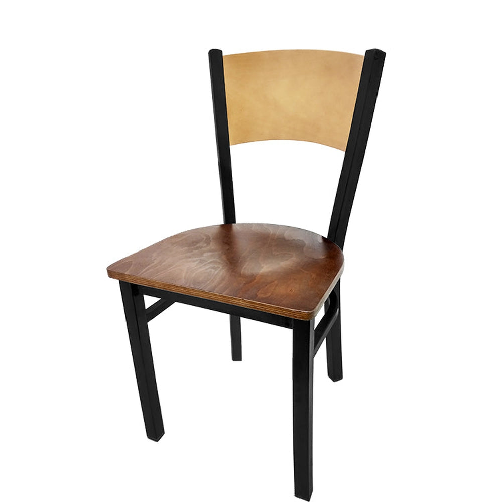 plain wood back chair with black frame