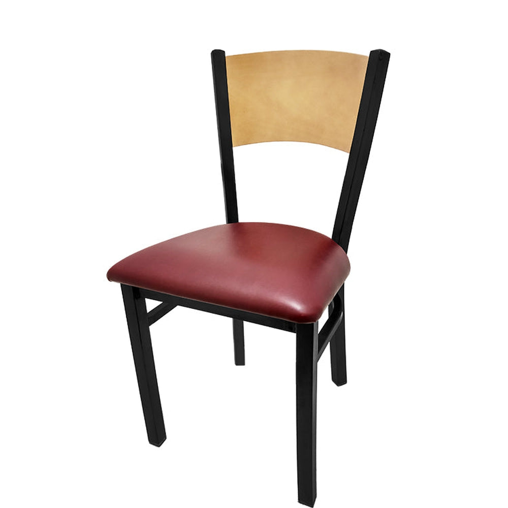 plain wood back chair with black frame