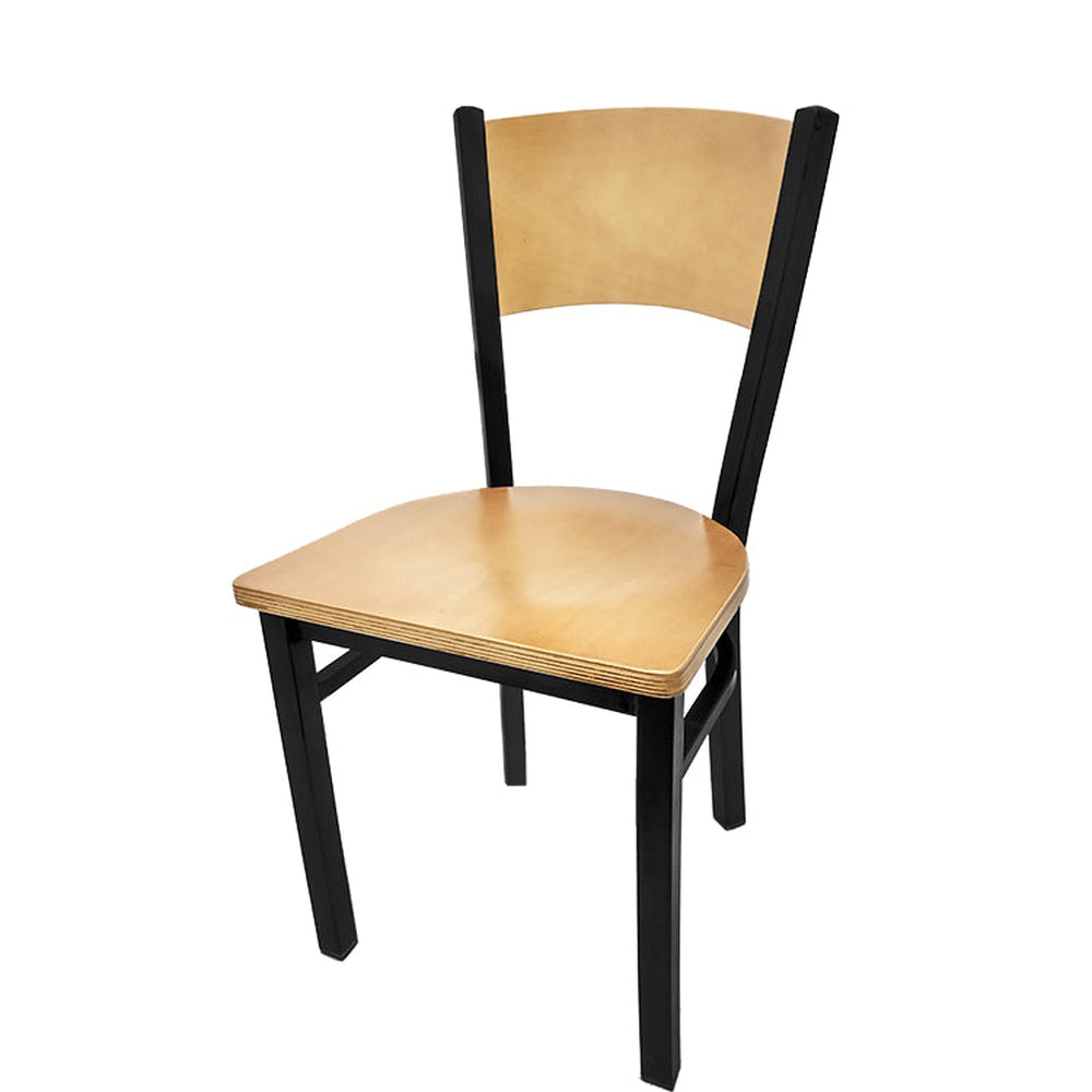 plain wood back chair with black frame