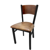 plain wood back chair with black frame