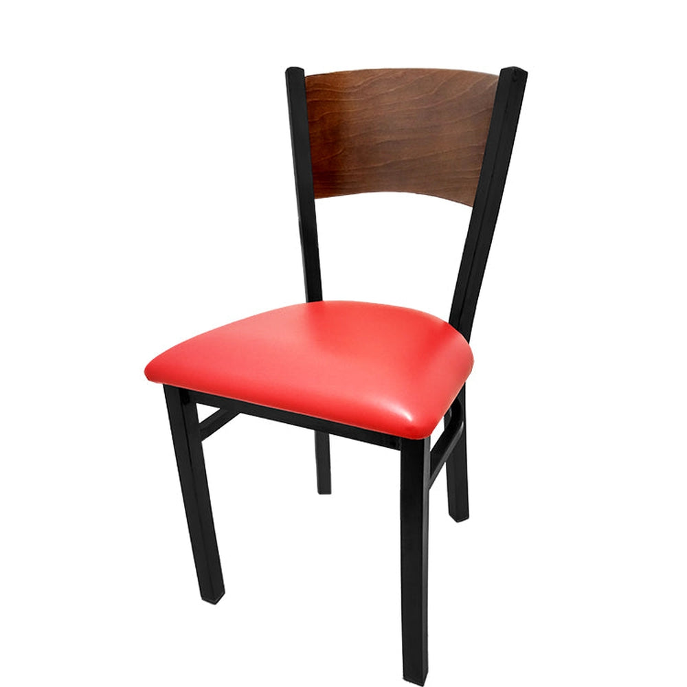 plain wood back chair with black frame