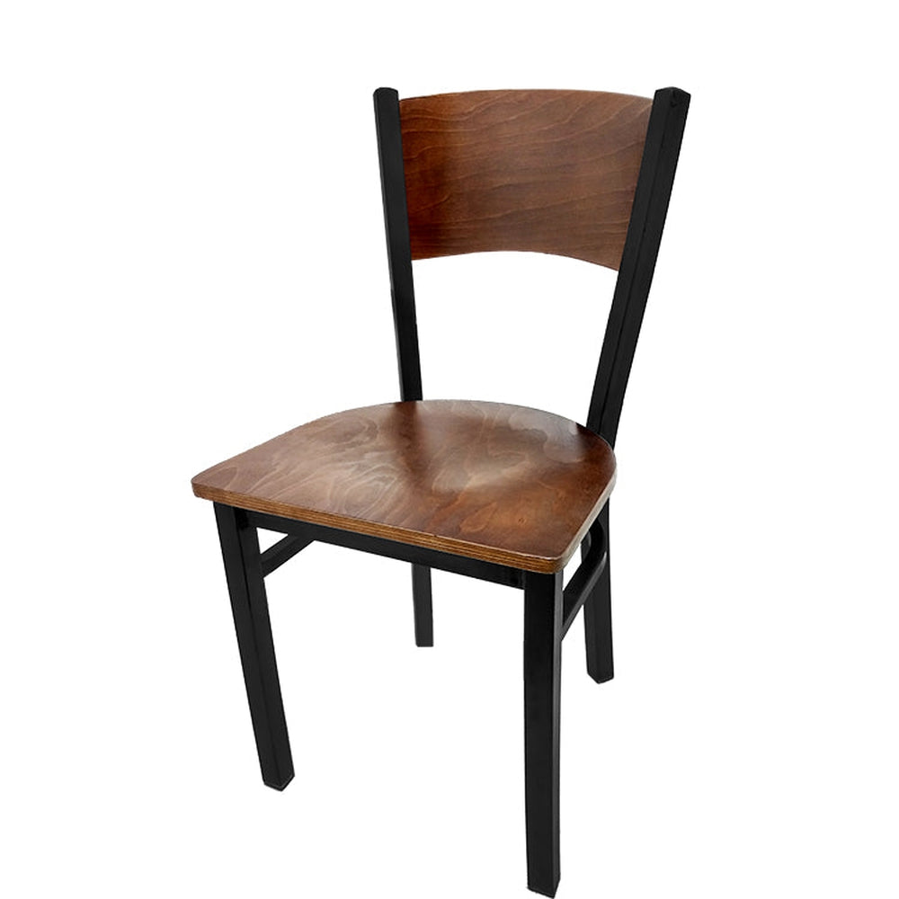 plain wood back chair with black frame