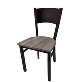 plain wood back chair with black frame