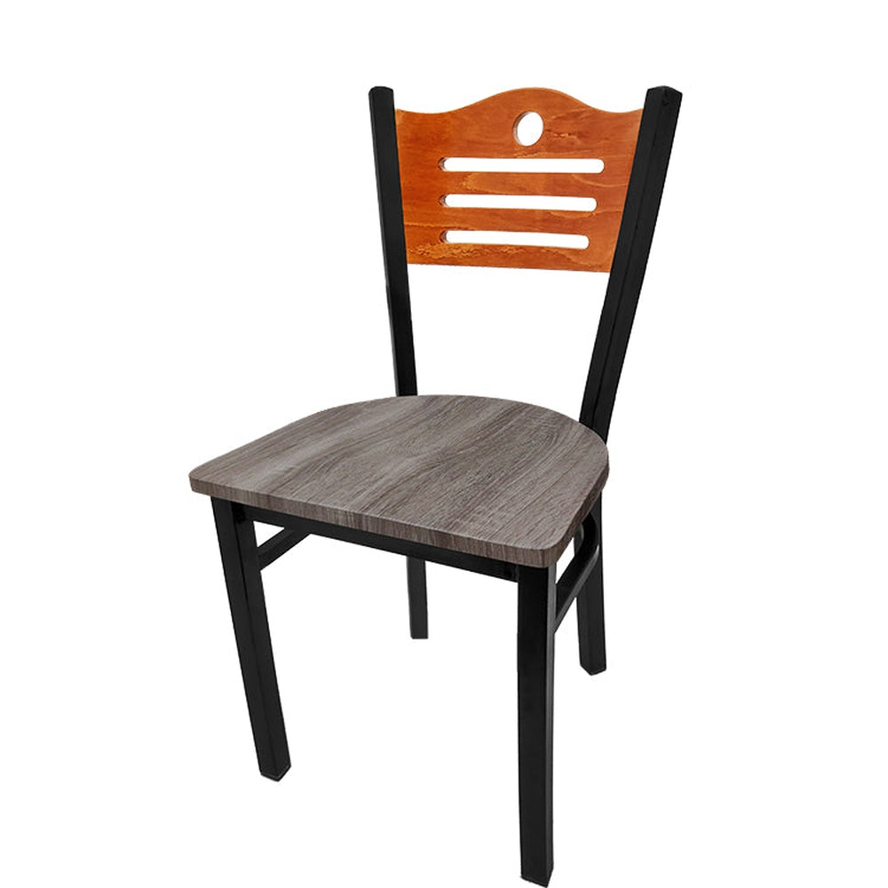 shoreline wood back chair with black frame