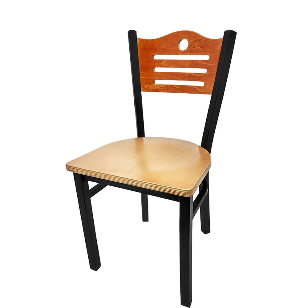 shoreline wood back chair with black frame