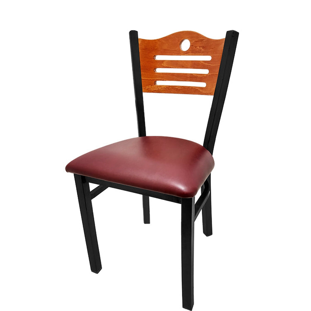 shoreline wood back chair with black frame