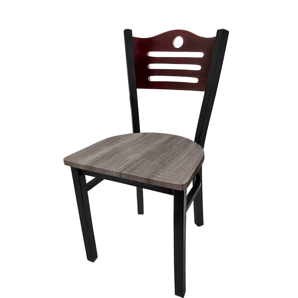 shoreline wood back chair with black frame