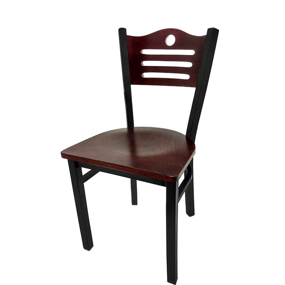 shoreline wood back chair with black frame