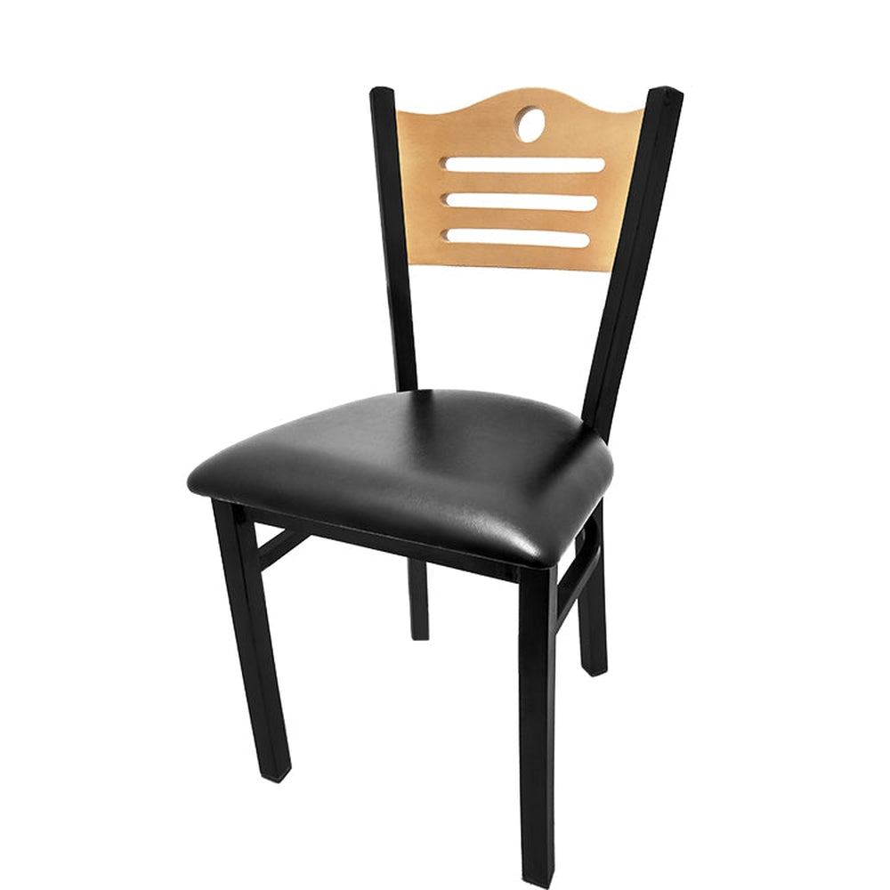 shoreline wood back chair with black frame