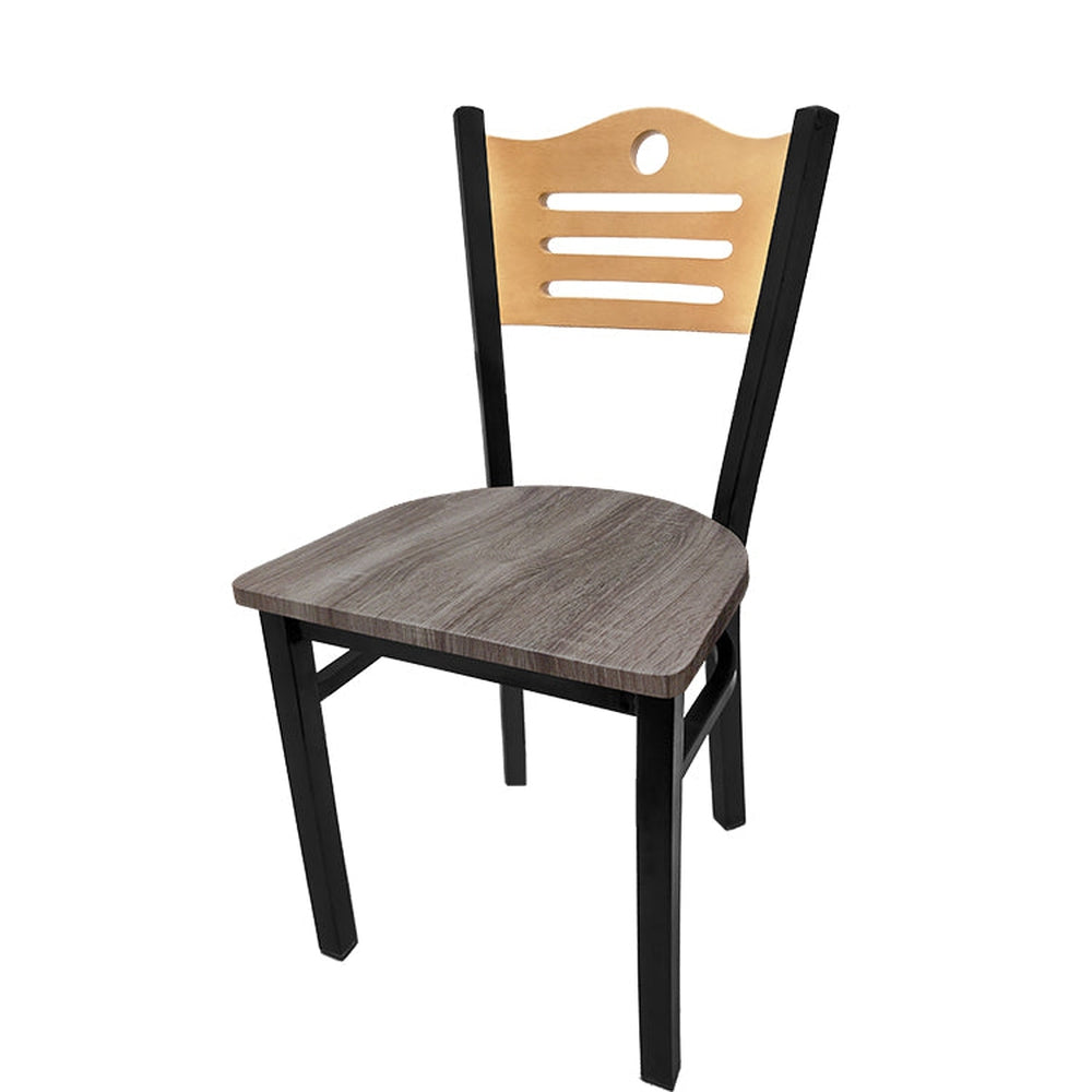 shoreline wood back chair with black frame